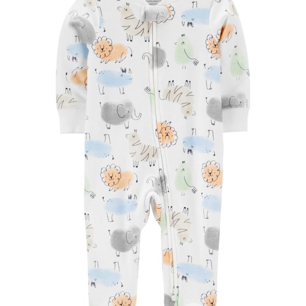 Pijama Enterizo con Pie Doble Cierre Animales Carter's