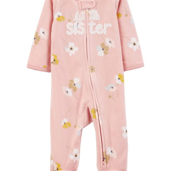 Pijama una pieza con pie floral micropolar