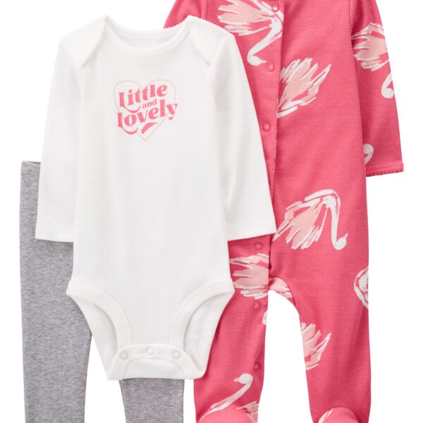 Set 3 piezas pijama con pie calza y body