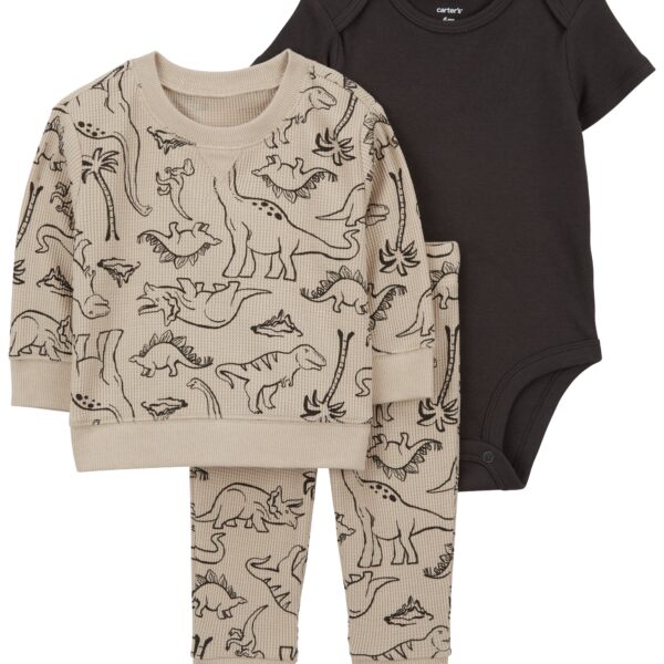 Set 3 piezas pant buzo y body dinos