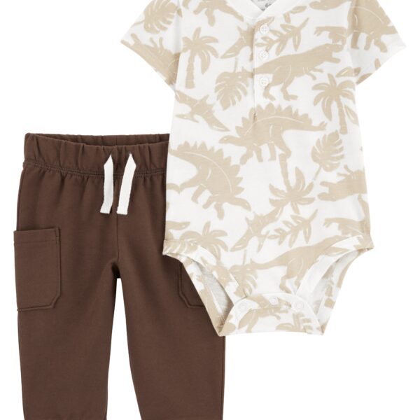 Set 2 piezas pant body henley dino