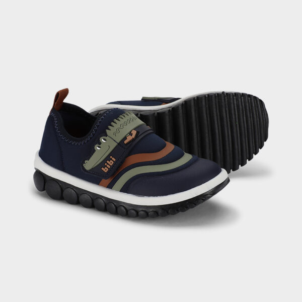 Championes infantiles Bibi Roller 2.0 en color azul con velcro diseño de dinosaurio