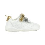 Championes BIBI Infantiles Fisioflex Originals blancas con detalles dorados y tiras. - Image 2