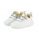 Championes BIBI Infantiles Fisioflex Originals blancas con detalles dorados y tiras. - Image 3
