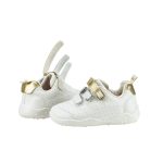 Championes BIBI Infantiles Fisioflex Originals blancas con detalles dorados y tiras. - Image 4