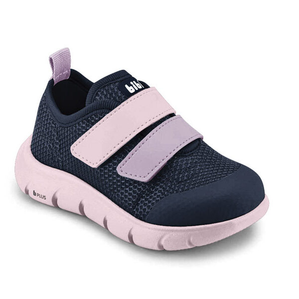 Championes BIBI color azul con velcros rosado y lila