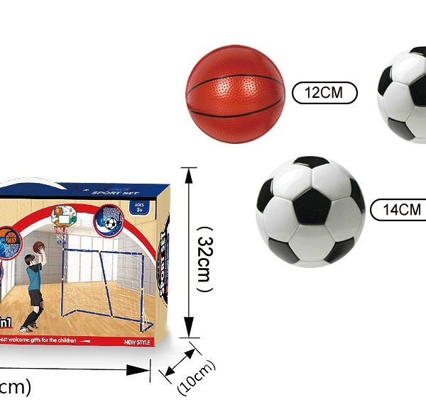 Juego de basket y fútbol 3 en 1