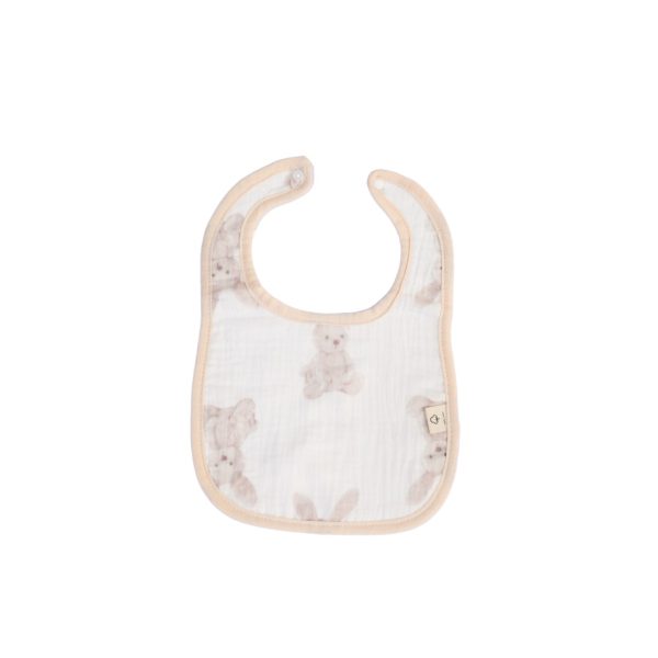 Babero de algodón y muselina con broche a presión, diseño osito