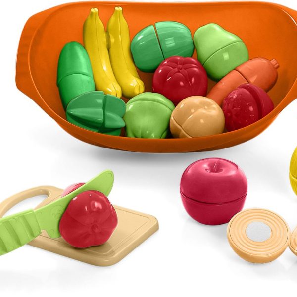 Set de verduras con velcro, tabla y
  canasta en bolsa CALESITA  