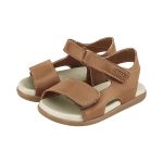 Sandalias infantiles BIBI marrones de cuero sintético con doble velcro - Image 2