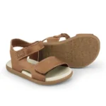 Sandalias infantiles BIBI marrones de cuero sintético con doble velcro