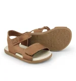 Sandalias infantiles BIBI marrones de cuero sintético con doble velcro