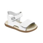Sandalias infantiles BIBI blancas de cuero sintético con doble velcro - Image 2