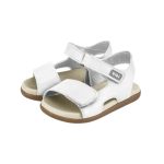Sandalias infantiles BIBI blancas de cuero sintético con doble velcro - Image 3