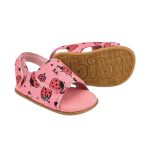 Sandalias BIBI rosadas con estampado de fresa y doble velcro