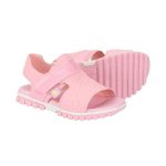 Sandalias BIBI rosadas con velcro brillante y detalles decorativos grabados