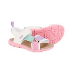 Sandalias infantiles BIBI blancas con tiras tonos pastel y velcro