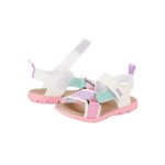Sandalias infantiles BIBI blancas con tiras tonos pastel y velcro - Image 4