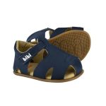 Sandalias infantiles BIBI azul marino de cuero con puntera y velcro