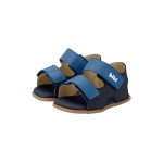 Sandalias infantiles BIBI en tonos de azul de cuero con doble velcro - Image 4