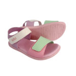 Sandalias infantiles BIBI rosadas combinadas en cuero con velcro