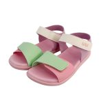 Sandalias infantiles BIBI rosadas combinadas en cuero con velcro - Image 2
