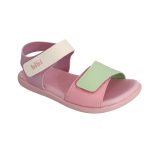 Sandalias infantiles BIBI rosadas combinadas en cuero con velcro - Image 3