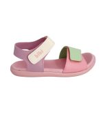 Sandalias infantiles BIBI rosadas combinadas en cuero con velcro - Image 4