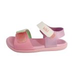 Sandalias infantiles BIBI rosadas combinadas en cuero con velcro - Image 5