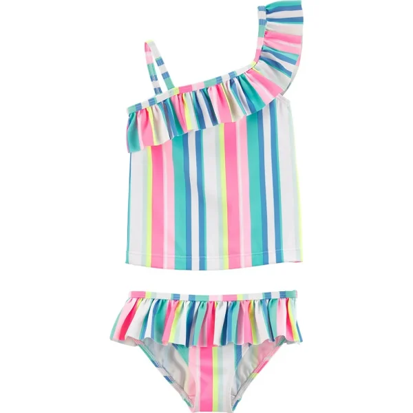 Malla de 2 piezas Carter's con protección UPF 50+ a rayas con volados