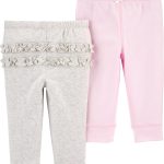 Set 2 paleles Carter's de algodón sin pie, gris y rosa