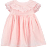 Vestido rosado Carter's con bordado y puntillas