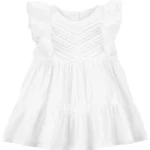 Vestido blanco Carter's con volados y puntillas