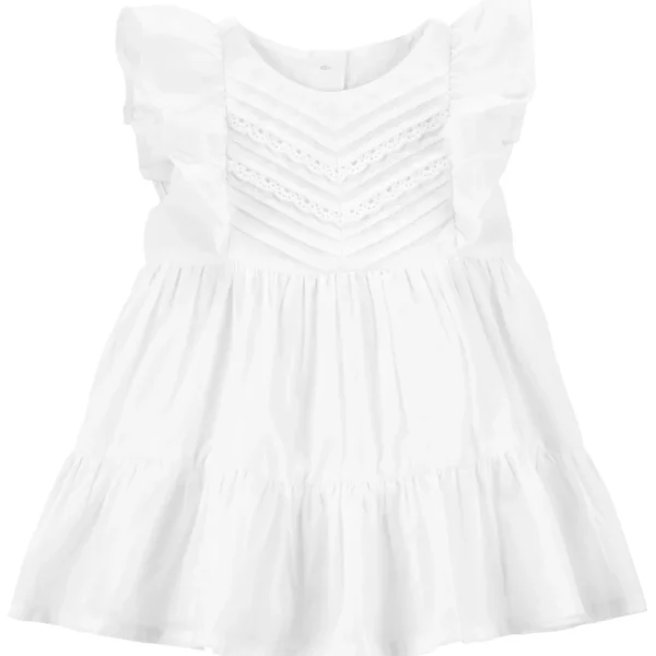 Vestido blanco Carter's con volados y puntillas