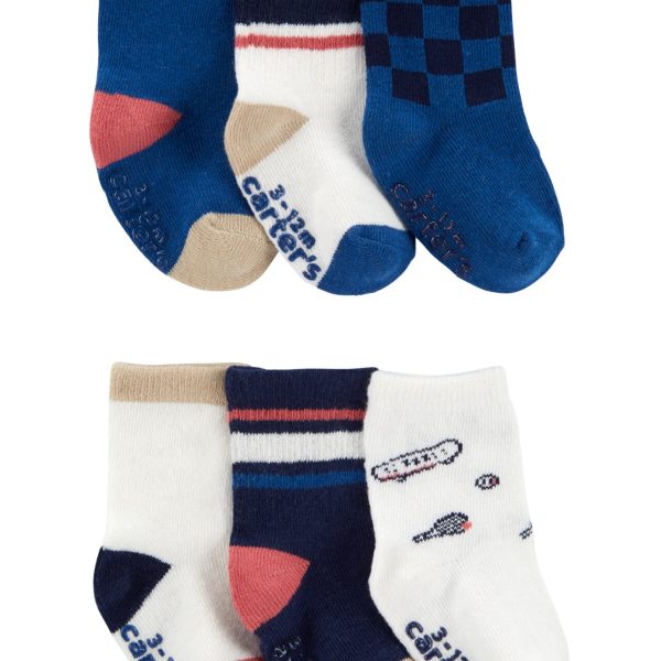 Pack x6 Medias de bebé Carter’s con antideslizante diseño deportivo