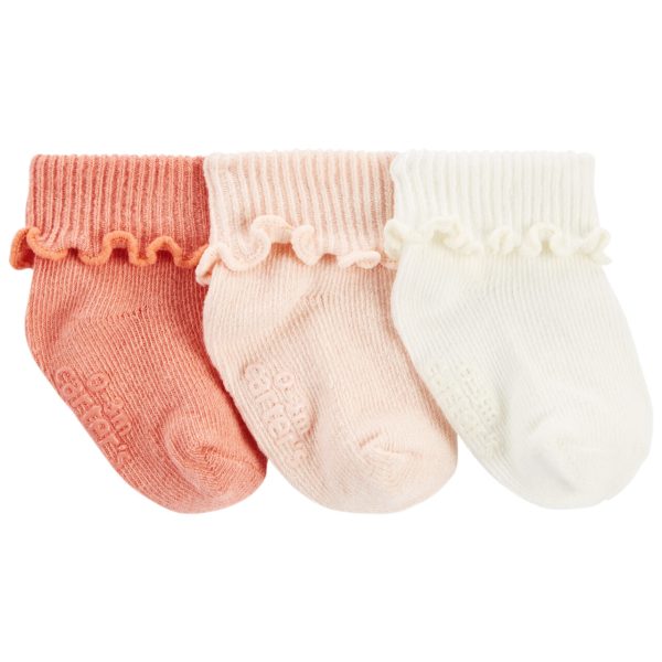 Pack x3 Medias de bebé Carter’s en tonos de rosado y puño festoneado