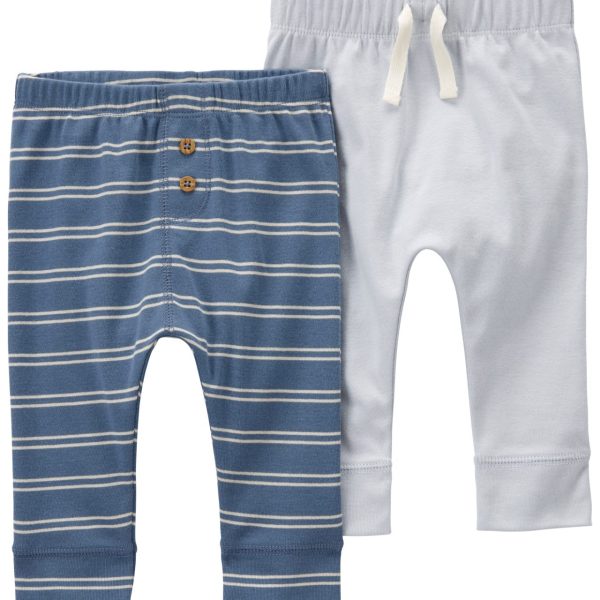 Set 2 paleles Carter's de algodón sin pie, celeste y azul a rayas