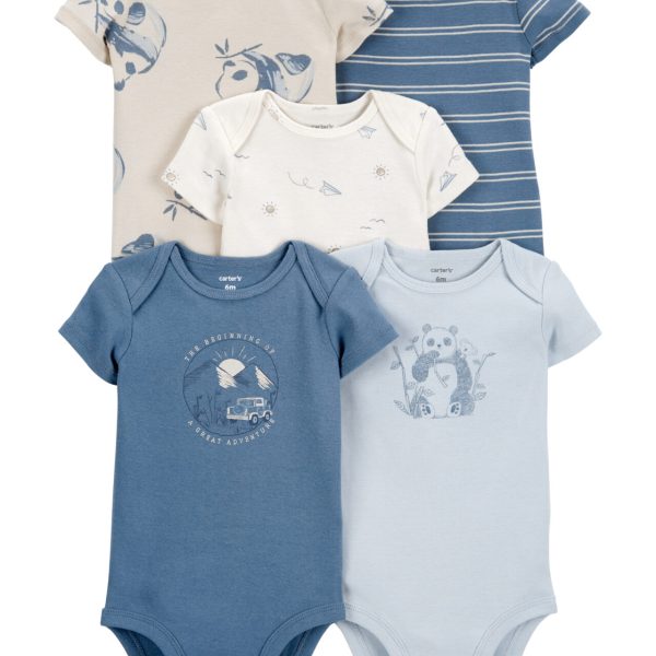 Body Carter’s de manga corta en tonos de azul, diseño panda