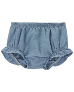 Set 3 piezas Carter’s short chambray, blusa y body estampado - Image 2