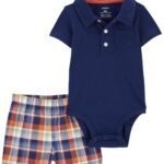 Conjunto 2 piezas Carter’s body tipo polo y short a cuadros