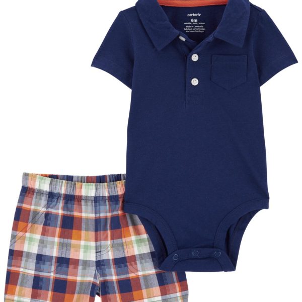 Conjunto 2 piezas Carter’s body tipo polo y short a cuadros