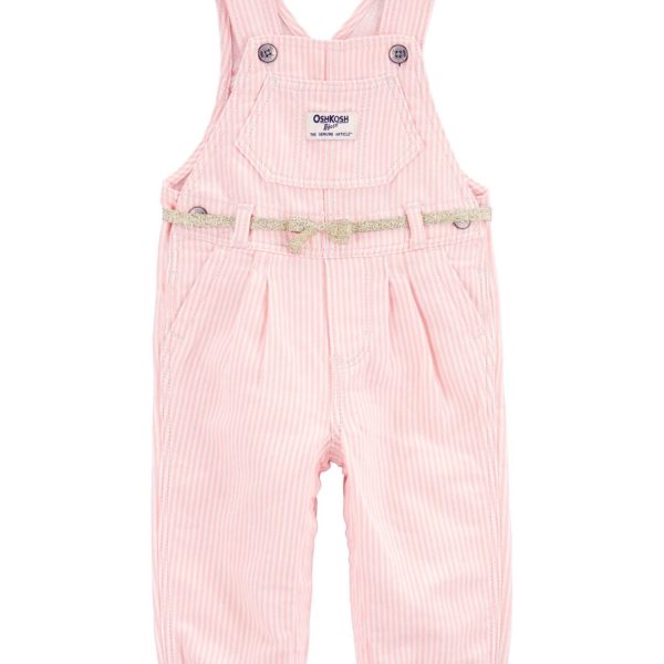 Enterito de jean OshKosh rosado a rayas con lazo