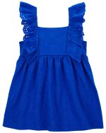 Vestido azul Carter’s sin mangas con volados de puntillas