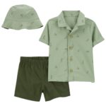Conjunto 3 piezas Carter’s camisa, short y gorro pescador reversible
