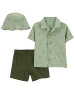Conjunto 3 piezas Carter’s camisa, short y gorro pescador reversible