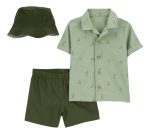 Conjunto 3 piezas Carter’s camisa, short y gorro pescador reversible - Image 2