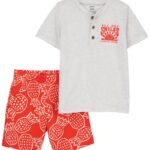 Conjunto Carter’s short y remera henley manga corta