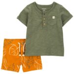 Conjunto Carter’s short de popelina y remera henley de algodón