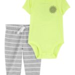 Conjunto Carter’s de body amarillo y pantalón gris a rayas