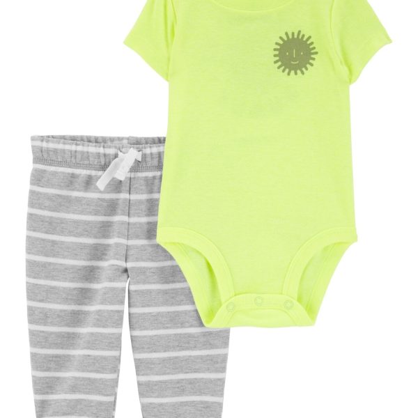 Conjunto Carter’s de body amarillo y pantalón gris a rayas